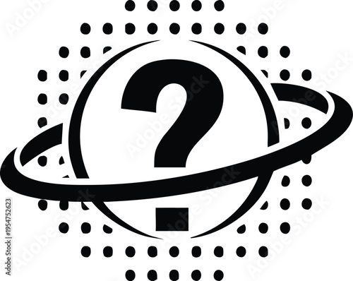 Black of a question mark in a circle with dots black white background symbol