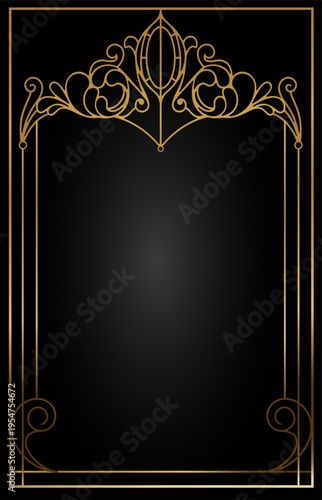 Classic antique gold vintage arch art nouveau vector template