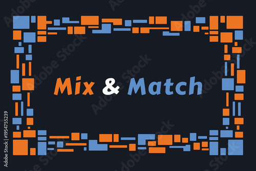 Mix and match title card with mosaic block border illustration