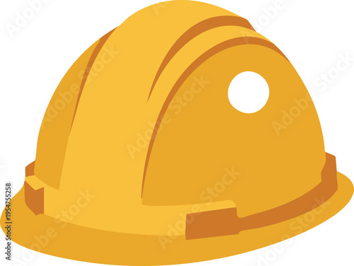 Yellow construction safety helmet side view illustration