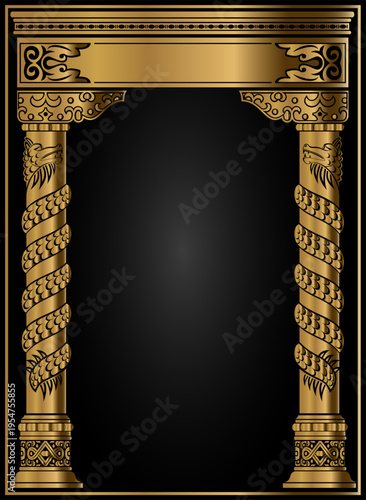 Chinese golden arch columns and dragons