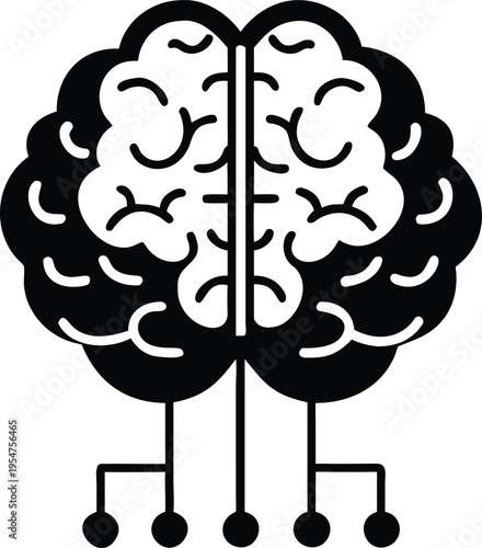 Black and white brain with circuit lines