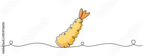 Shrimp tempura fried and resting on continuous white background. no editable strokes
