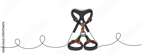 Climbing harness arranged on minimal white surface. no editable strokes