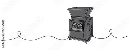 Manual mill grinder illustration positioned on minimal white line. no editable strokes