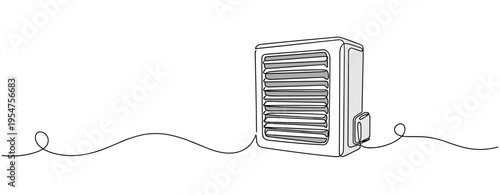 Electric heater standing idle on plain white background. no editable strokes