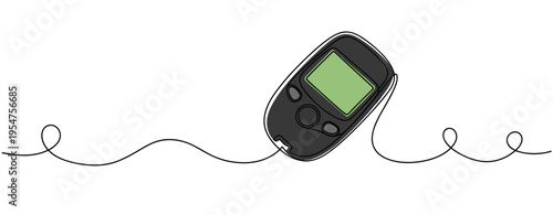Portable glucose meter displayed on continuous line background. no editable strokes