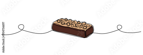 Chocolate bar with nuts resting on white background. no editable strokes