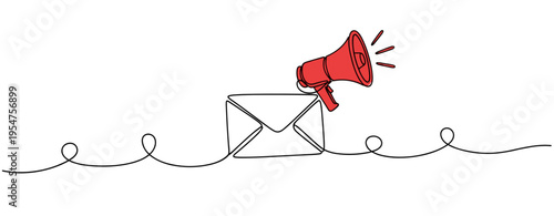 Envelope with megaphone announcing message on white background. no editable strokes