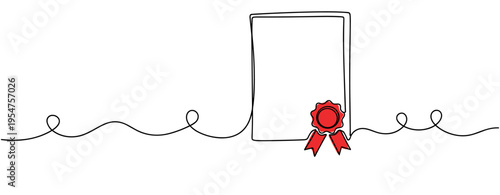 Certificate document with red seal displayed on white background. no editable strokes