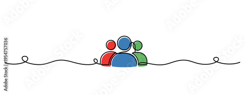 Group people icons connected by line on white background. no editable strokes