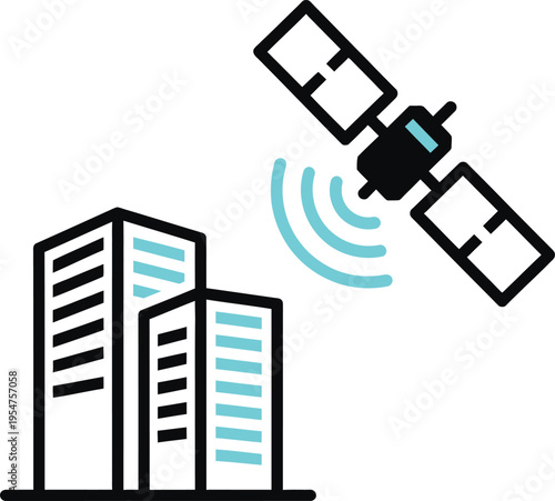 Satellite Icon Communication, Space Technology and GPS Vector