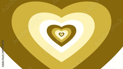 Golden Heart Tunnel Zoom Background with Concentric Shapes