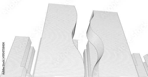 abstract modern city 3d illustration