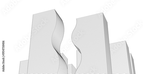 abstract modern city 3d illustration