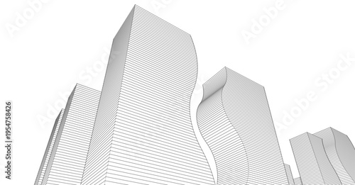 abstract modern city 3d illustration