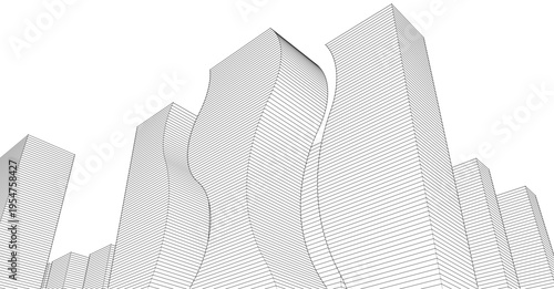 abstract modern city 3d illustration