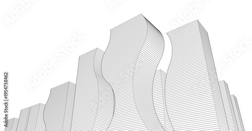 abstract modern city 3d illustration