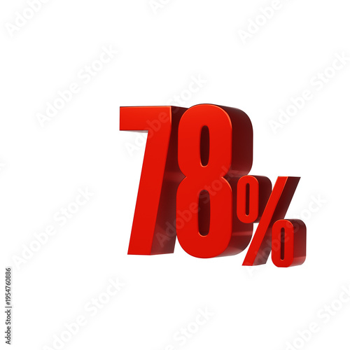 Wallpaper Mural 3d illustration of red number 78 percent or 78% isolated on white background. 3d render. Torontodigital.ca
