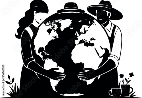 People holding globe together symbolizing unity and cooperation worldwide