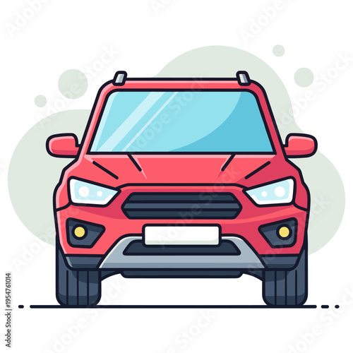 Red crossover vehicle shown front view on white background. non editable strokes