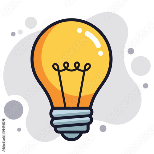 Light bulb glowing with filament visible on abstract background. non editable strokes