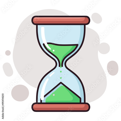 Hourglass with sand flowing in timekeeping illustration. non editable strokes