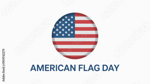 American flag day icon with patriotic circle symbol and red white blue colors on white background