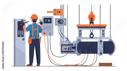 Industrial Precision: An industrial worker meticulously inspects and calibrates complex machinery, ensuring optimal performance and safety within the industrial environment.