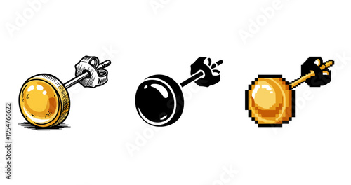 Three stylized lollipop variations: sketch, clean, and pixelated designs