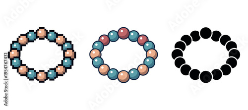 Pixel, pastel, silhouette: trio of artistic beaded bracelets