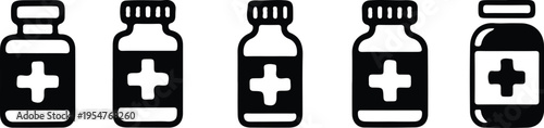 medical bottles icon set vector 