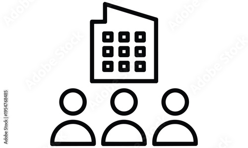 simple vector illustration of a document with a grid shared among a team of three people representing collaboration and data sharing in a modern workplace.