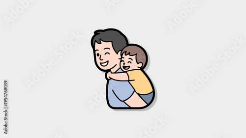 Smiling father hugging little child loving family moment warm embrace happy parenthood