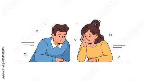 Smiling young couple enjoying a casual conversation together