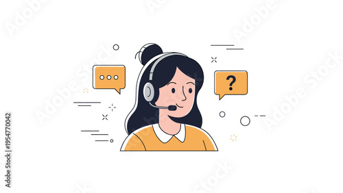 Asian female customer service representative with headset providing assistance