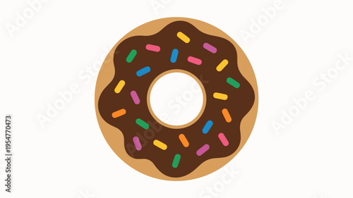 Delicious chocolate frosted donut with colorful sprinkles on top isolated on white background sweet treat