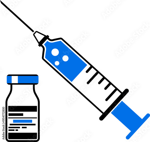 Plastic Medical Syringe and Vial Icon