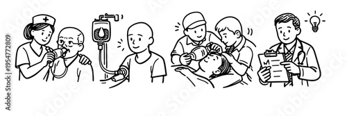 Medical professionals treating patients with care and expertise