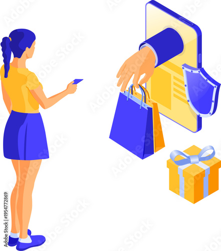 Isometric Online Internet Shopping