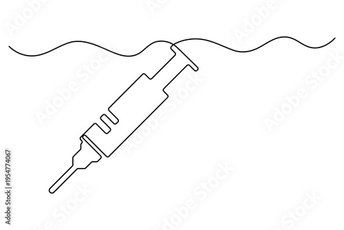 Continuous one line drawing of syringe medical injection vaccination healthcare concept vector illustration
