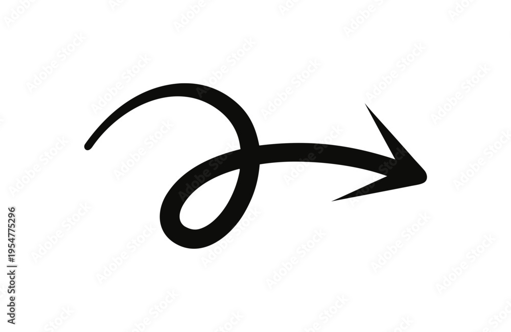 Obraz premium Simple Hand Drawn Curved Arrow Icon HD – Minimal Vector Direction Symbol for UI & Design