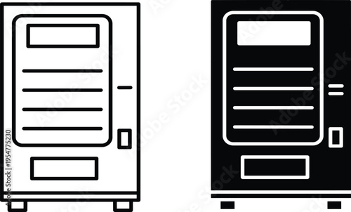 Vending machine outline and negative icon design, automated snack dispenser vector illustration isolated for retail kiosk interface, self service technology and modern vending concept
