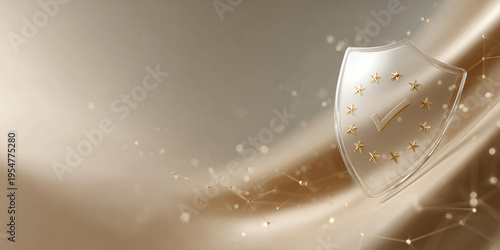 A secure shield in a smooth background, representing safety and protection
