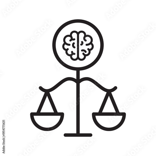 Ethical Thinking Balance Line Icon. Fair Judgment Outline Vector

