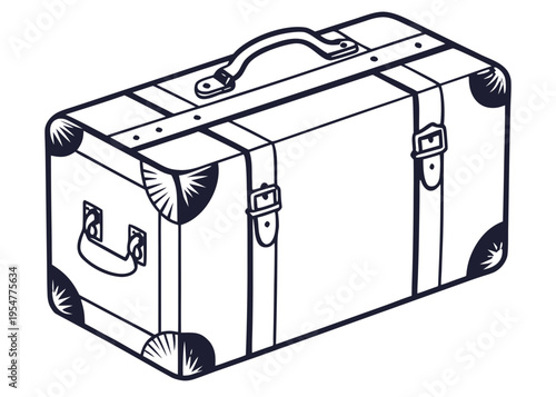 Detailed vector illustration of a classic vintage-style suitcase, featuring buckles and straps, symbolizing travel, adventure, and holiday journeys, isolated on a white background.