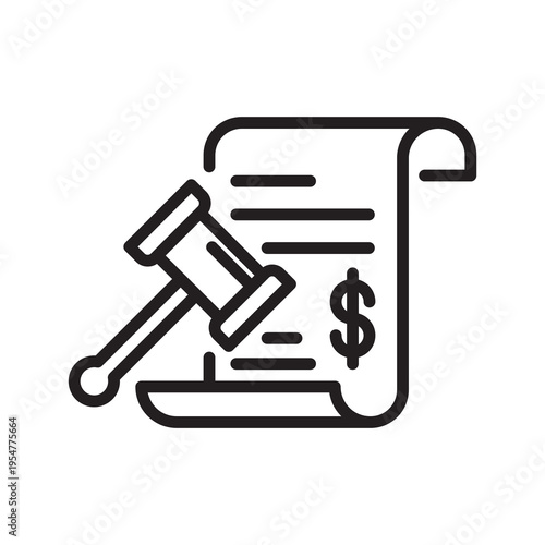 Legal Payment Document Line Icon. Financial Compliance Outline Vector
