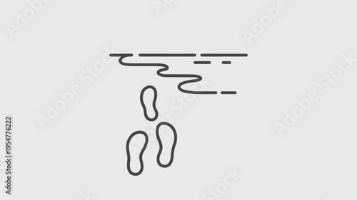 Footprints in rain minimalist illustration of feet and raindrops on gray background simple line art