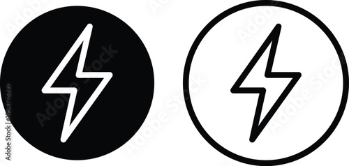 Two lightning bolt icons in black and white on a white background