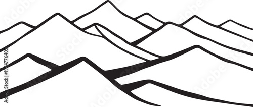 Black mountain range landscape vector illustration